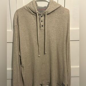 Flag & Anthem Henley Hoodie Thermal Knit Pullover Men’s Large Beige